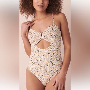 Floral Smocked Women's One Piece Swimsuit